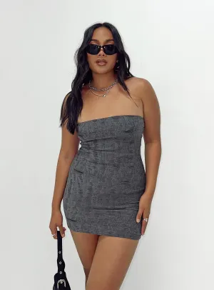 Henty Strapless Mini Dress Grey Elegant Waist Fit Spring Ready