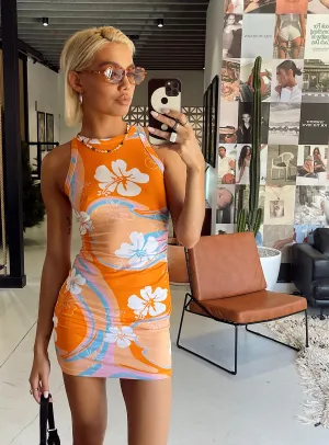 Alexanda Hibiscus Mini Dress Orange Multi Playful and flirty dress