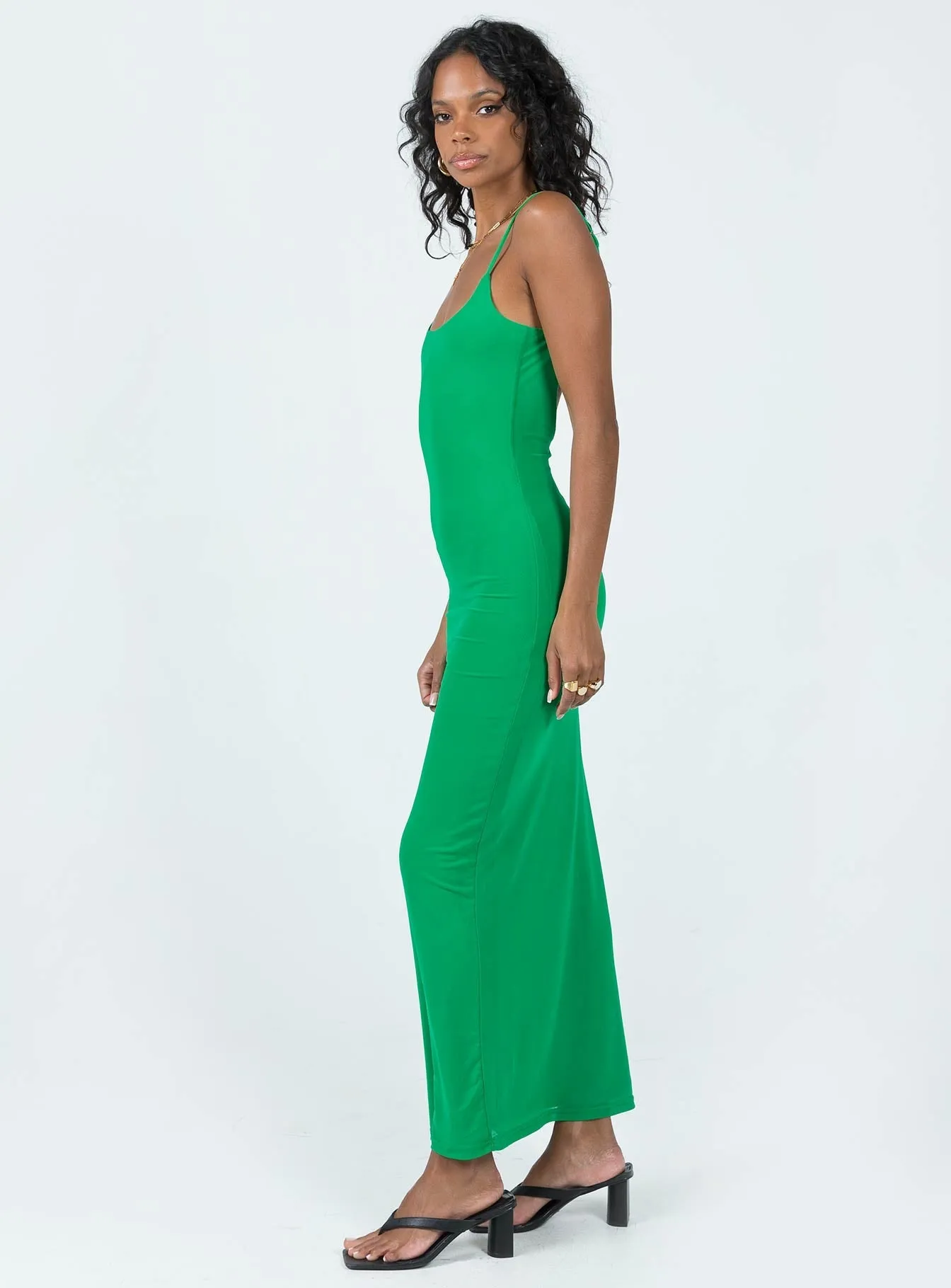 Pearl-Detail Sleek Appearance Knox Maxi Dress Green