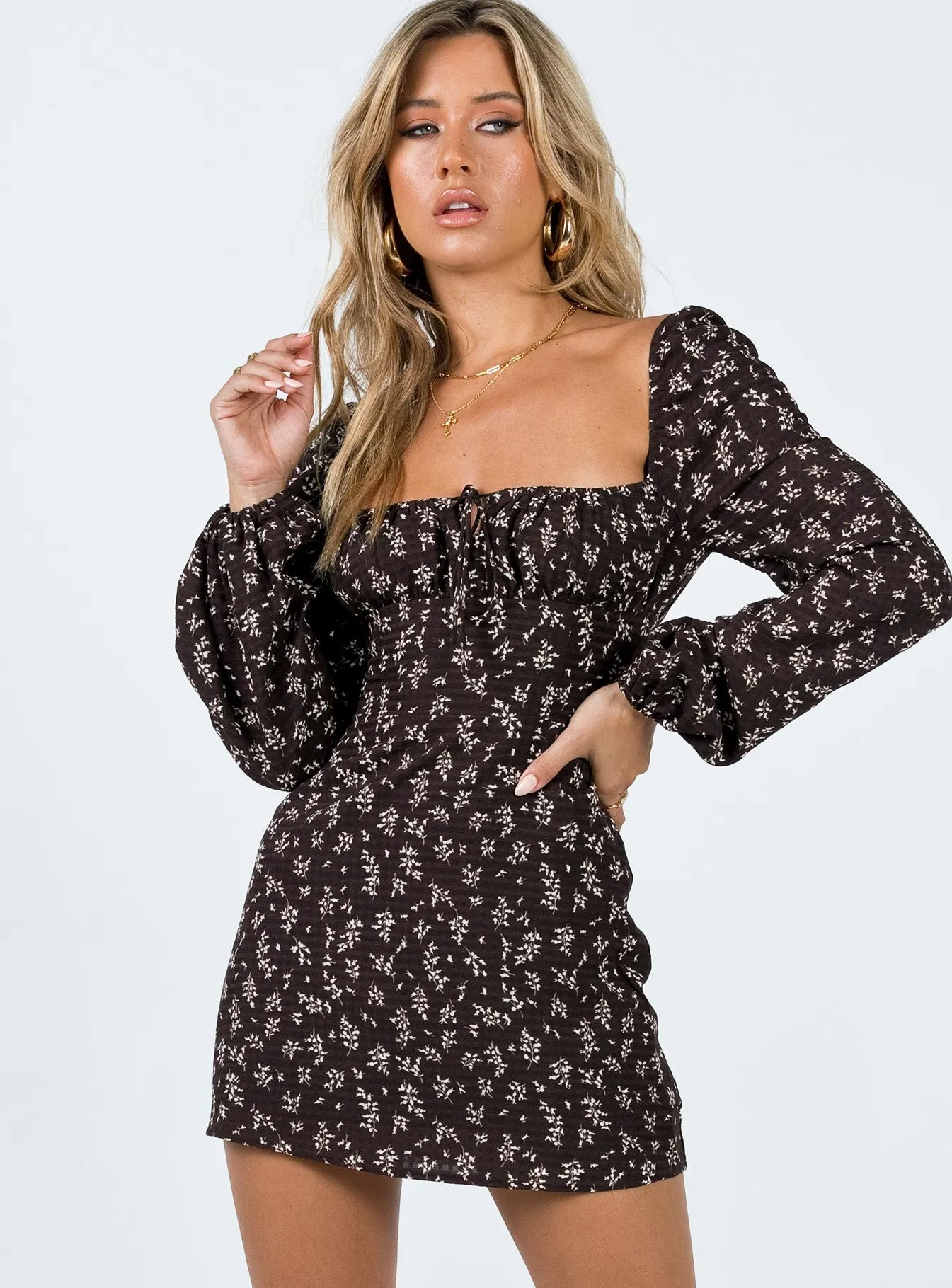 Day Magic Lyndon Long Sleeve Mini Dress Brown
