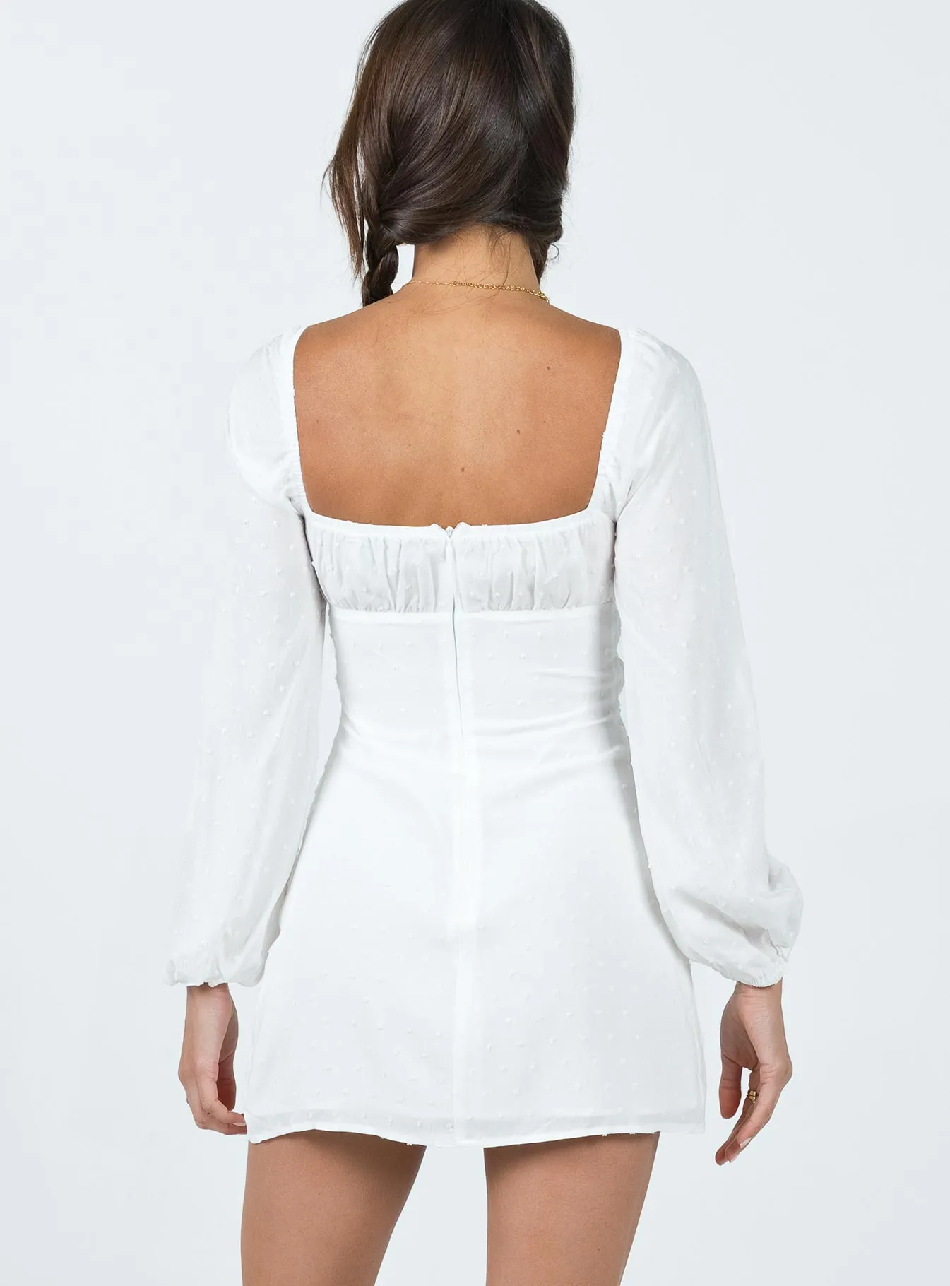 Loreli Long Sleeve Mini Dress White Daily Form Casual Chic Wear