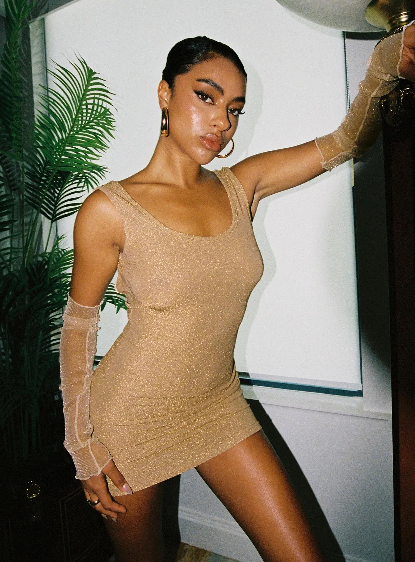 Nature Bloom Lirella Mini Dress Beige