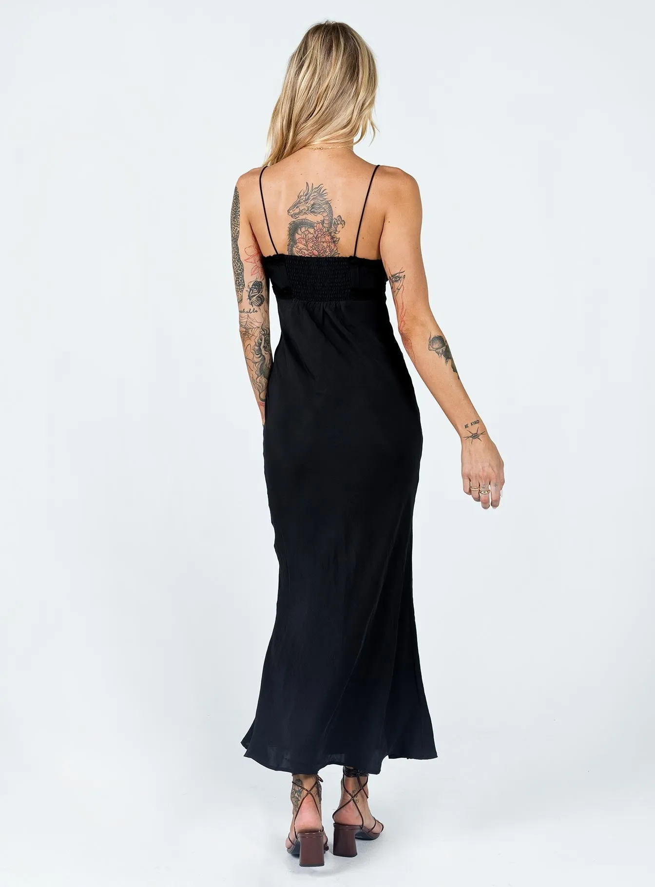 Emily Maxi Dress Black City Essential Satin Layers
