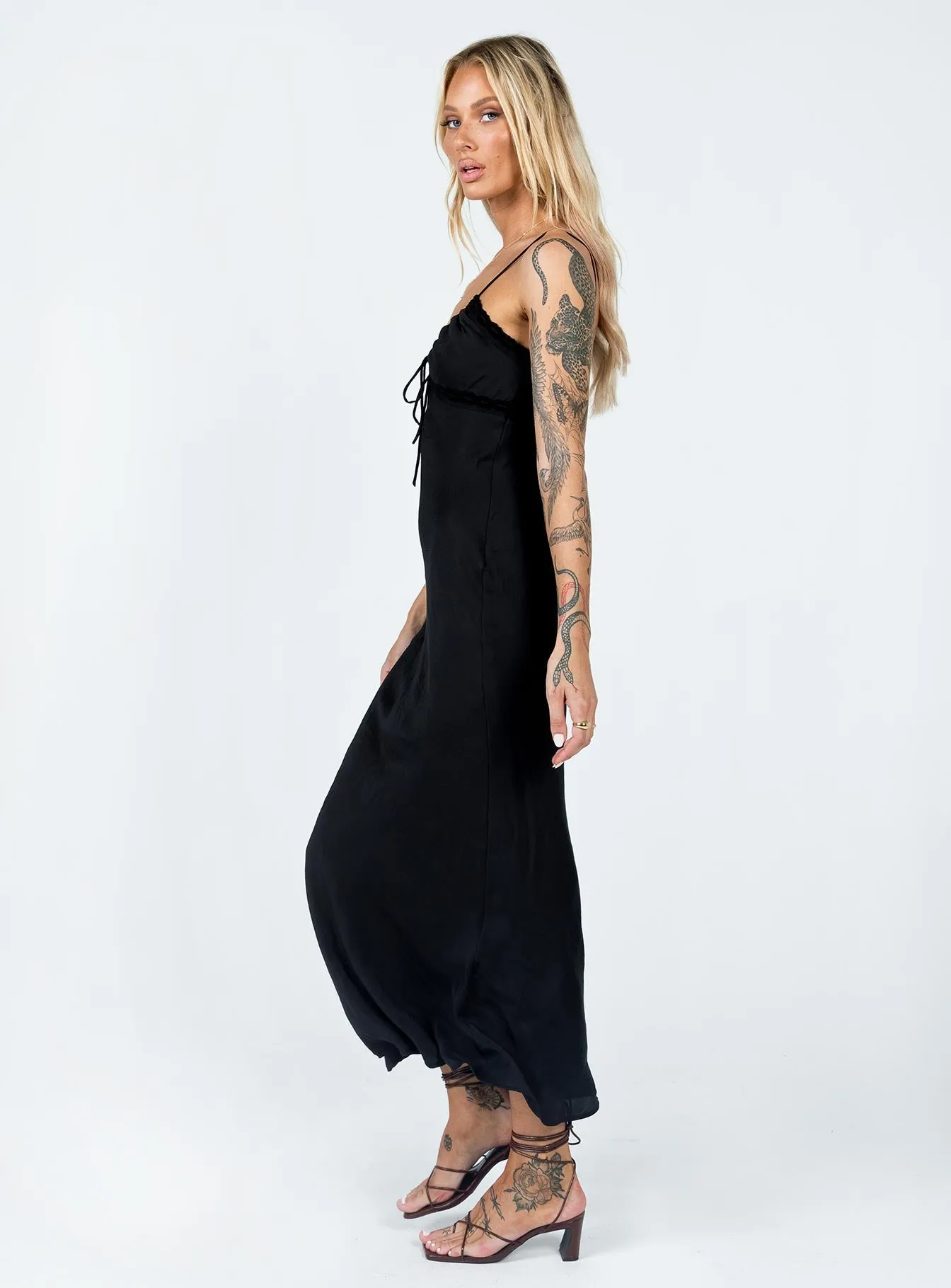 All Season Style Satin-Finish Emily Maxi Dress Black