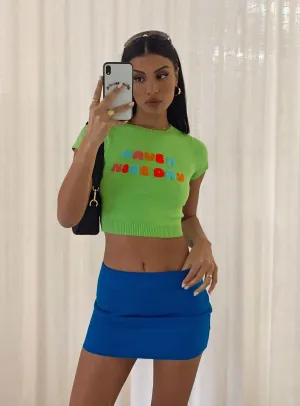 Glamorous Appeal Minimalist Trim Karley Low Waist Mini Skirt Blue