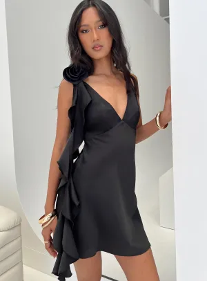 Crystal-Detail Perfect For Any Occasion Sova Flower Mini Dress Black