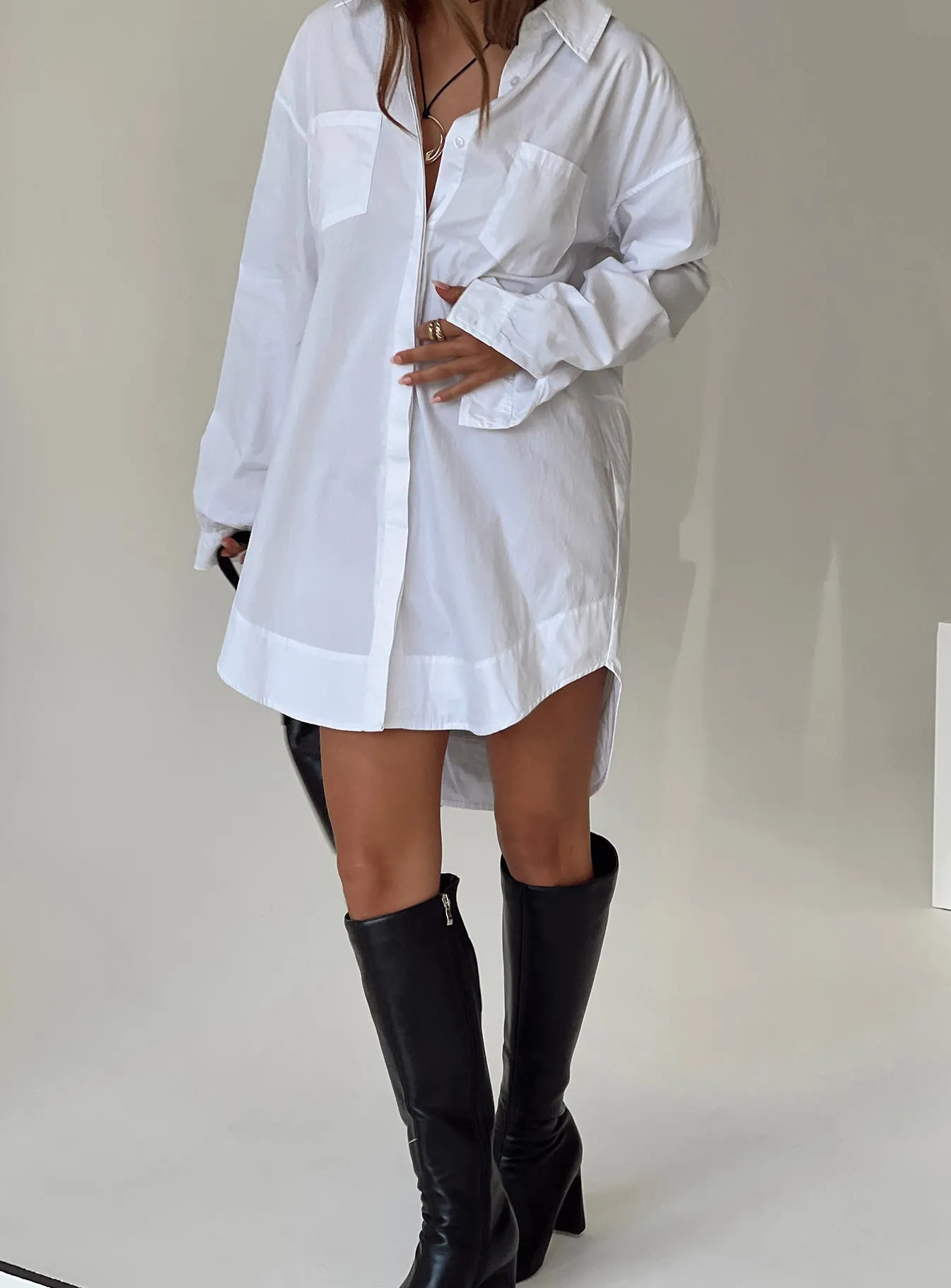 Koumi Mini Shirt Dress White Breathable wear