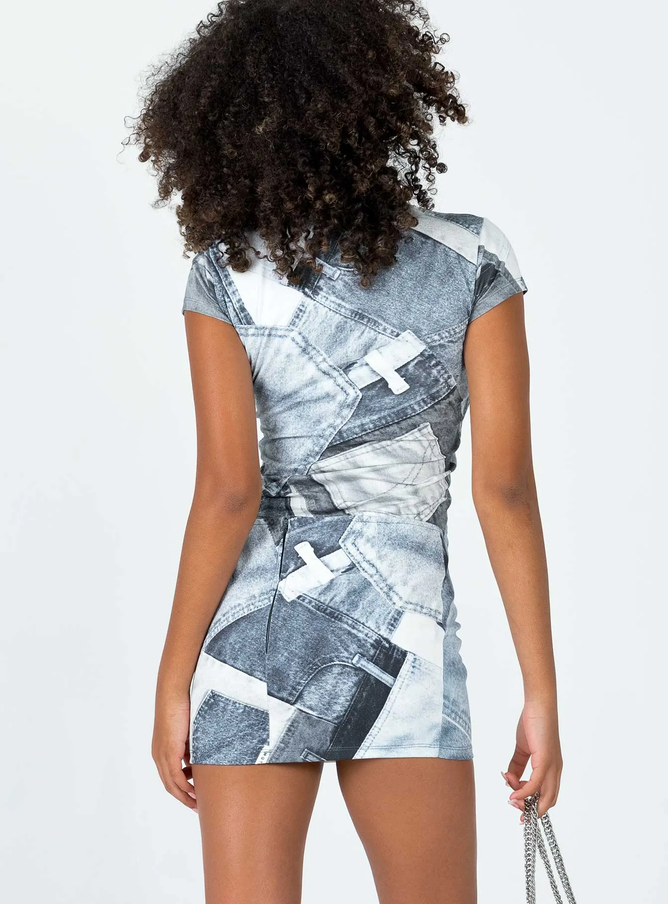 Motel Ina Mini Skirt Denim Pocket Blue Crisp Look Fresh Aesthetic