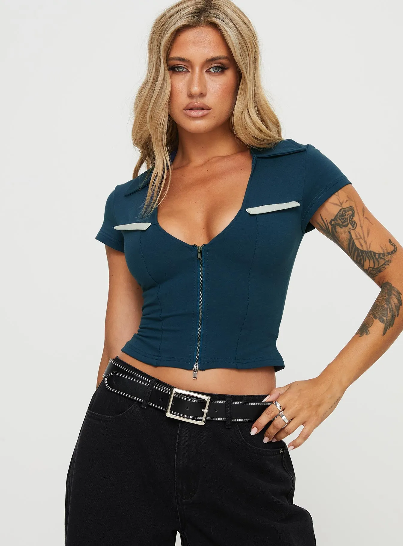 94 Kicker Zip Top Navy Organic Cotton