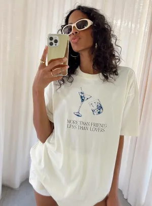 More Than Friends Oversized Tee Off White Cozy Stretch