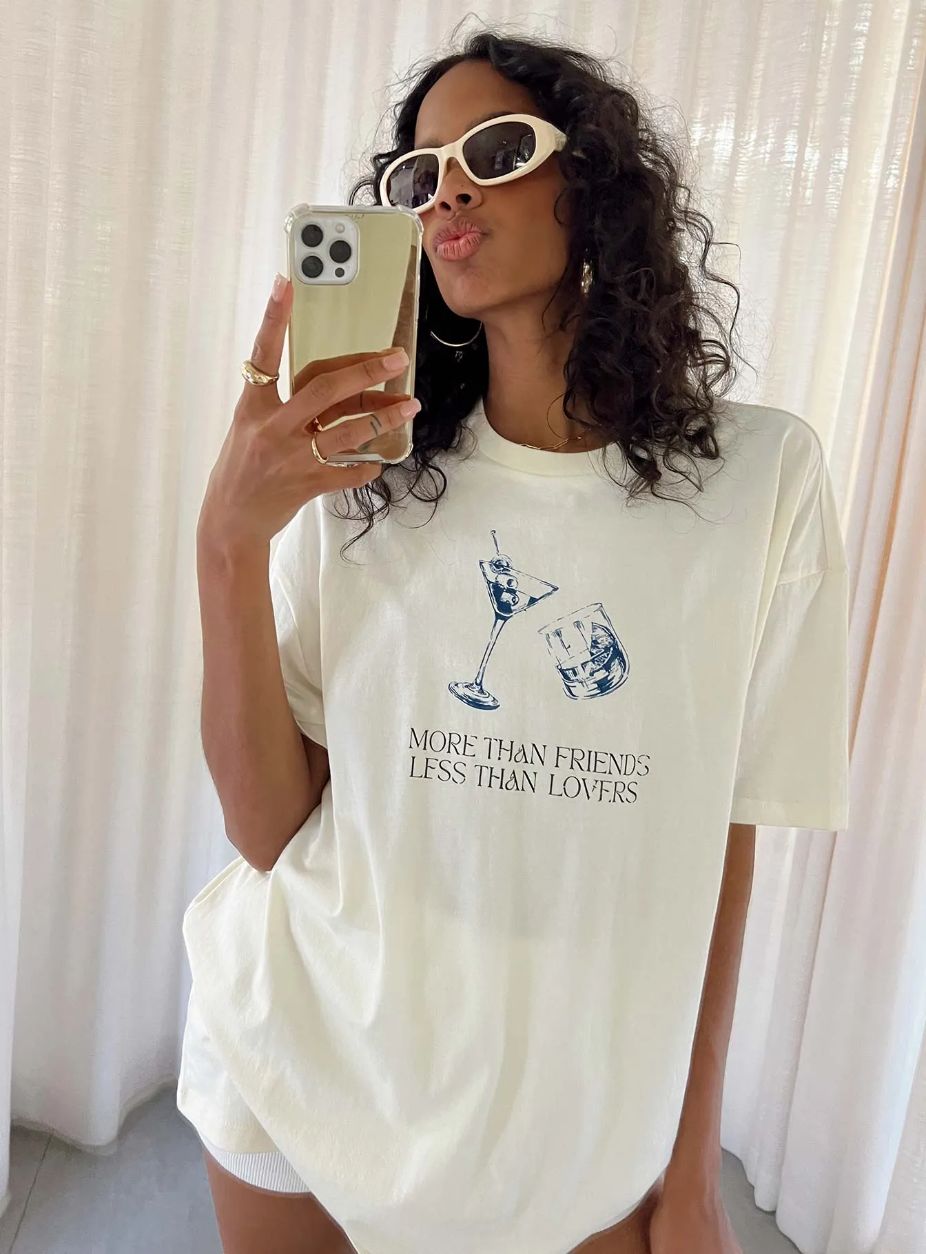 More Than Friends Oversized Tee Off White Cozy Stretch