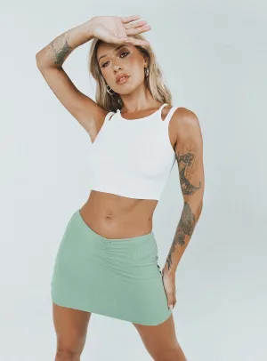 Courtney Low Waist Mini Skirt Green Heritage Inspired Sturdy Waistband
