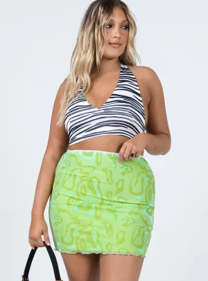 Jayan Mini Skirt Green Bold Print