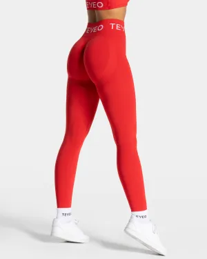Stylish Design Ultra Light Fitness Training Signature Scrunch Leggings "Rot"