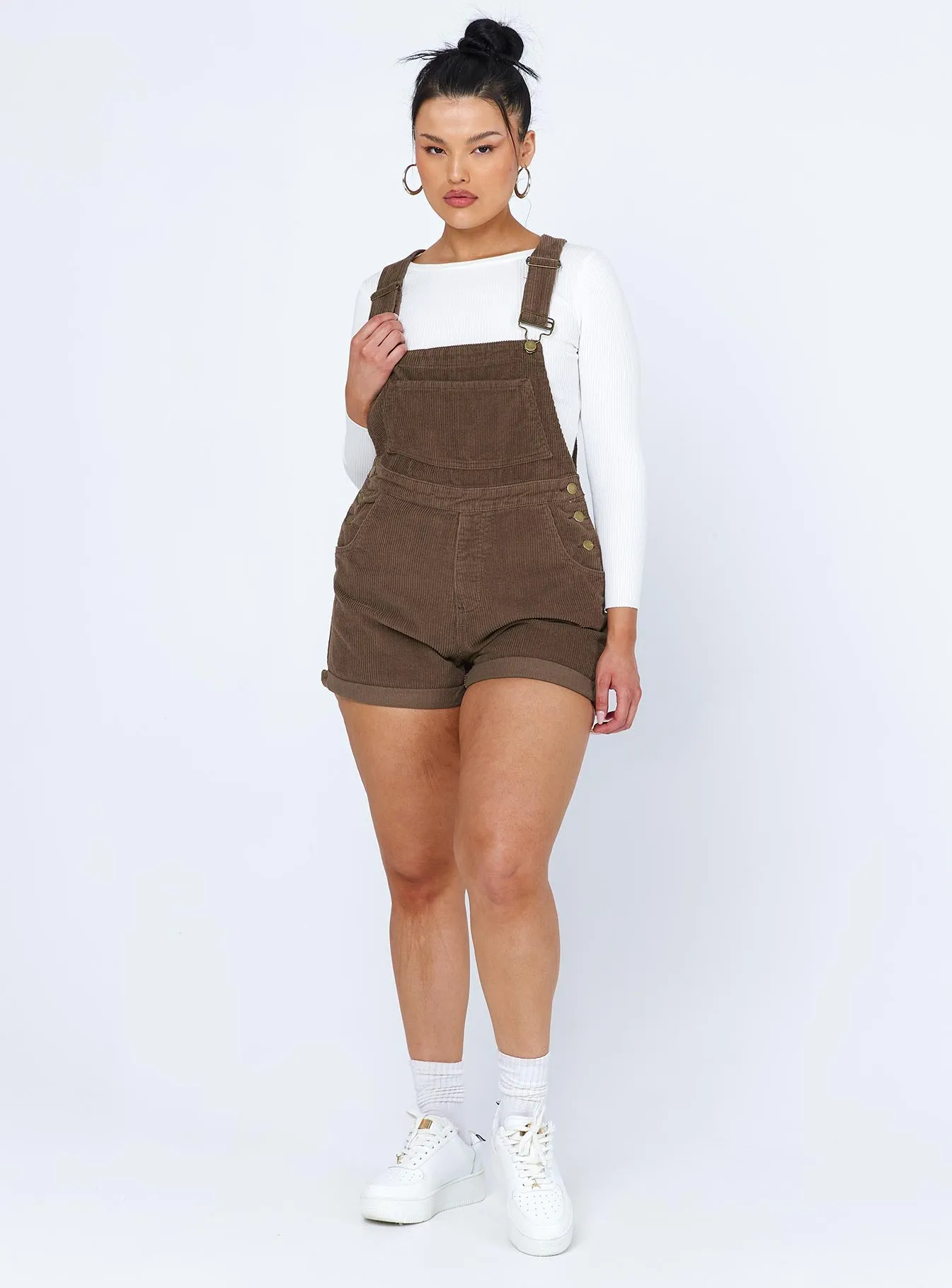 Kacey Short Overalls Brown Dynamic Stylish Beach Comfy