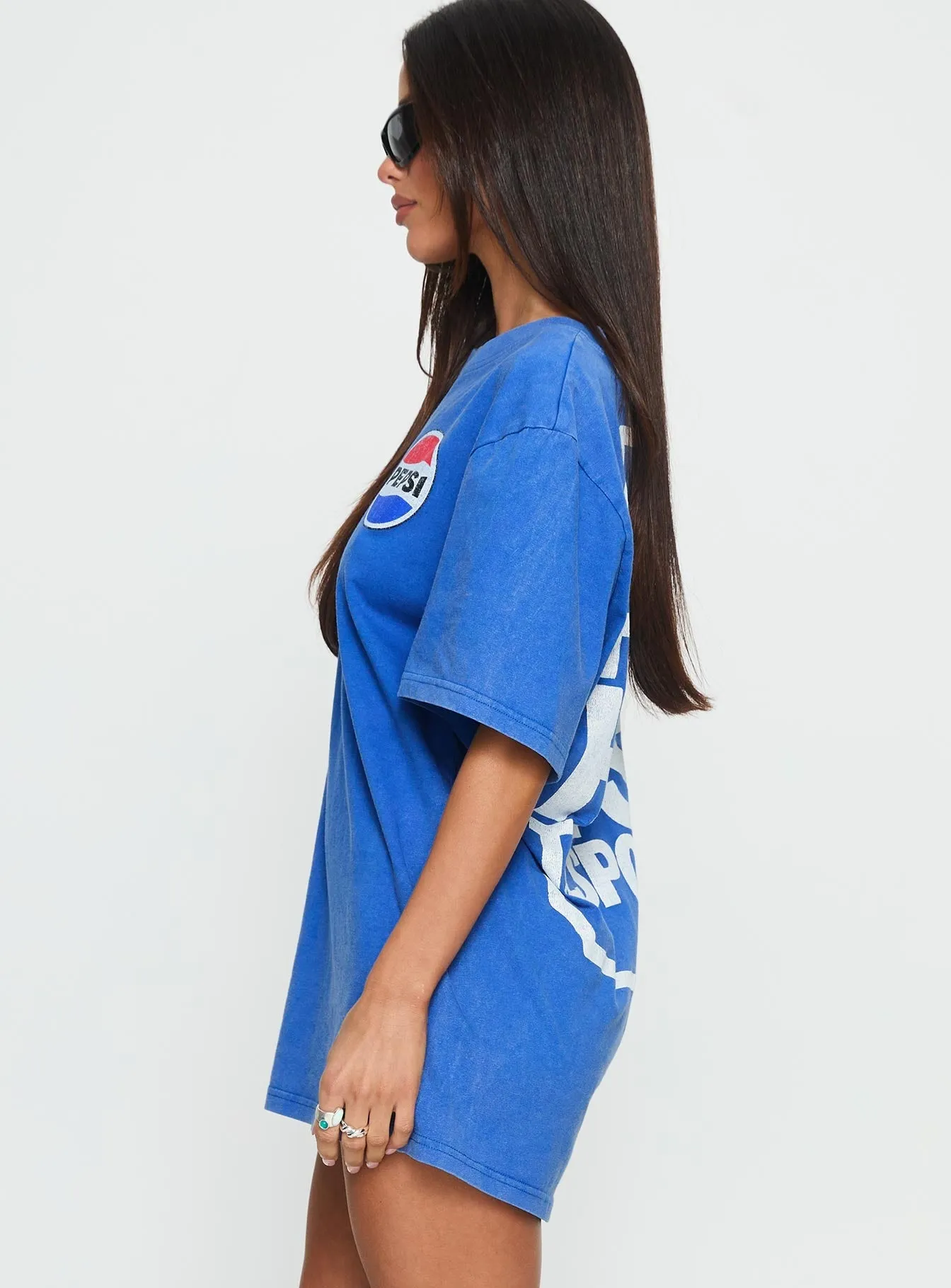 Animal print wildness Pepsi Cola Oversized Graphic Top Blue