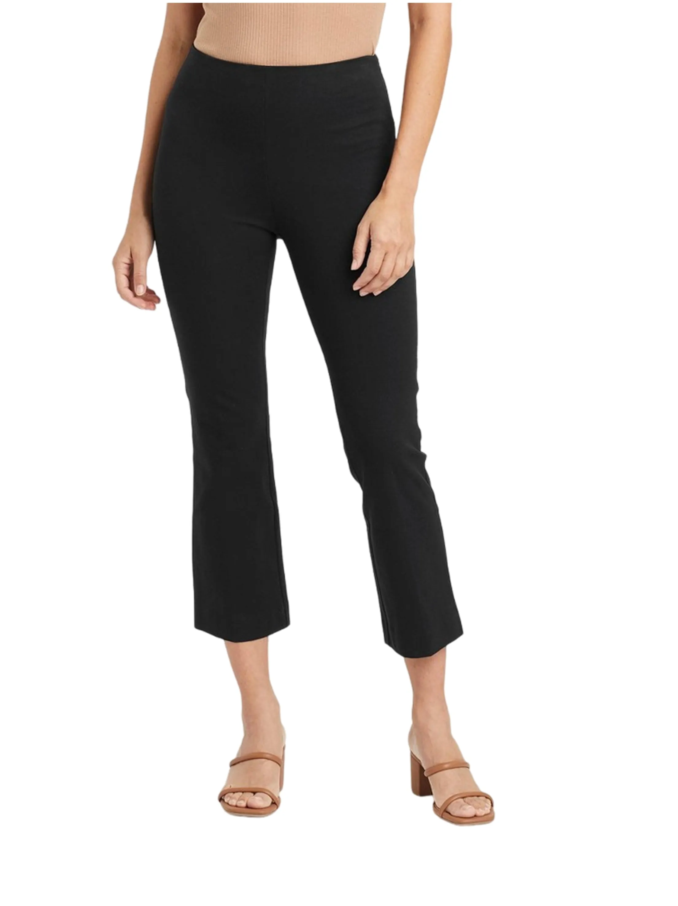 Women's Plain Solid Flare Pant,Black Versatile Comfort Wear Basic Look