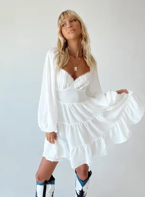 Danny Long Sleeve Mini Dress White Pure Tone