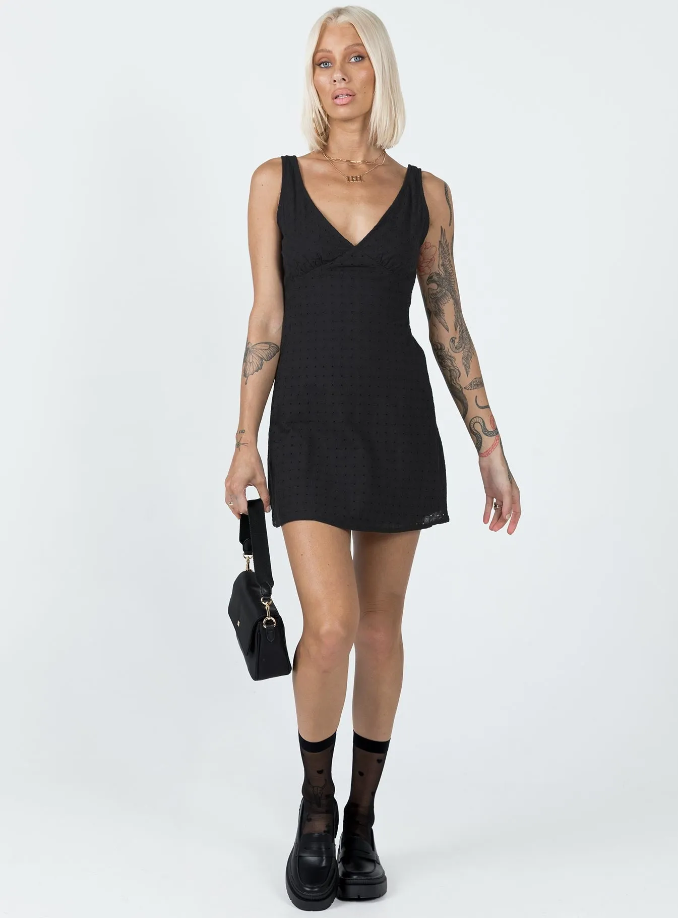 Sporty-Look Nellie Mini Dress Black Anglaise
