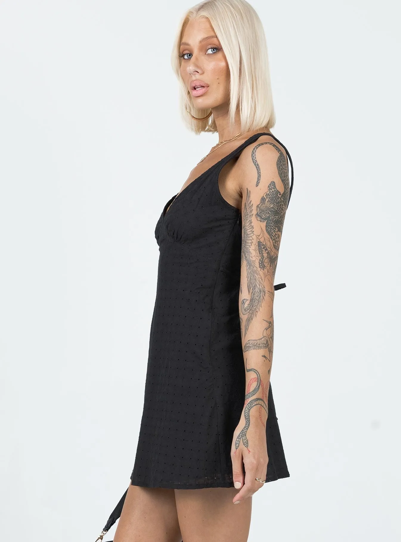 Smooth Finish Nellie Mini Dress Black Anglaise