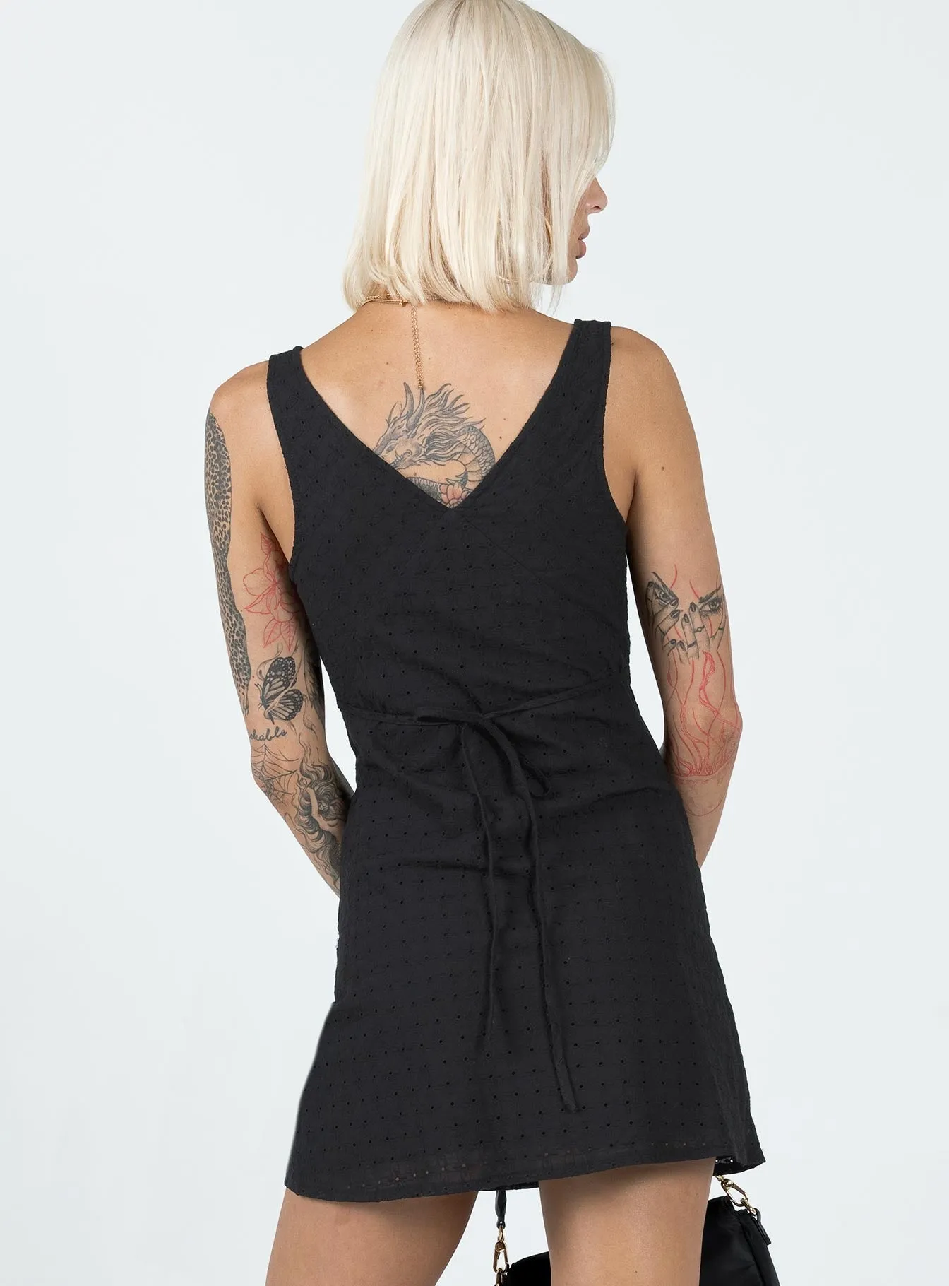 Cozy Energy Nellie Mini Dress Black Anglaise