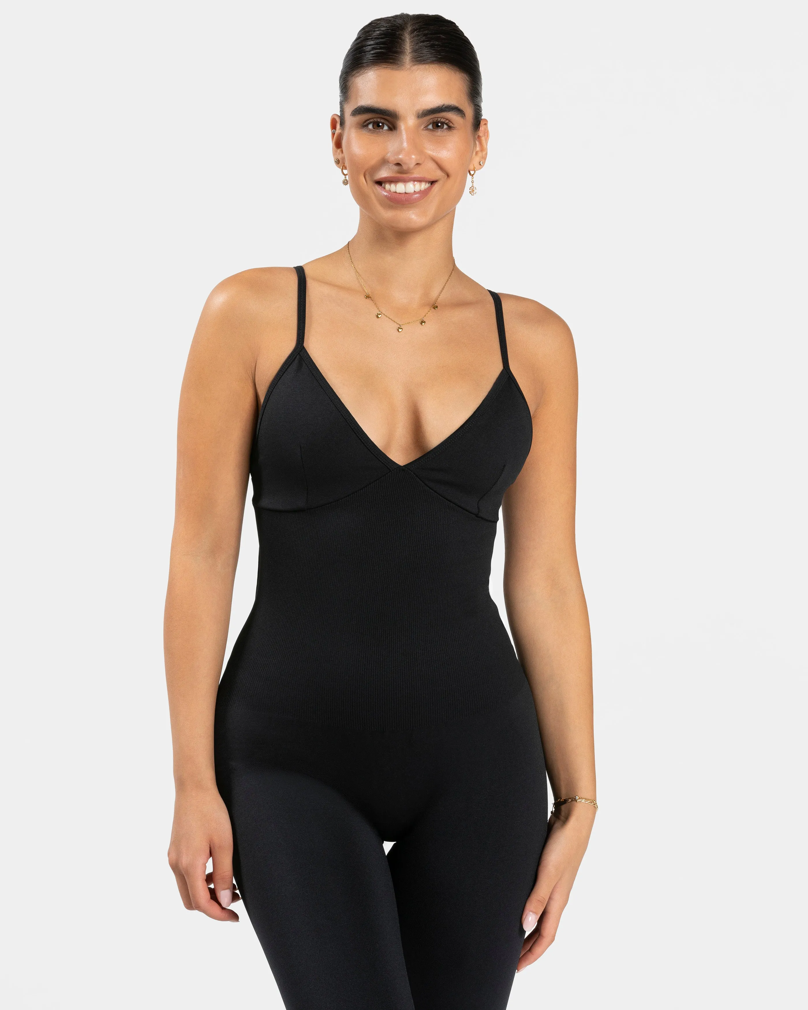 Essence V-Back Covert Scrunch Jumpsuit "Schwarz" Urban Date Resort Vacation