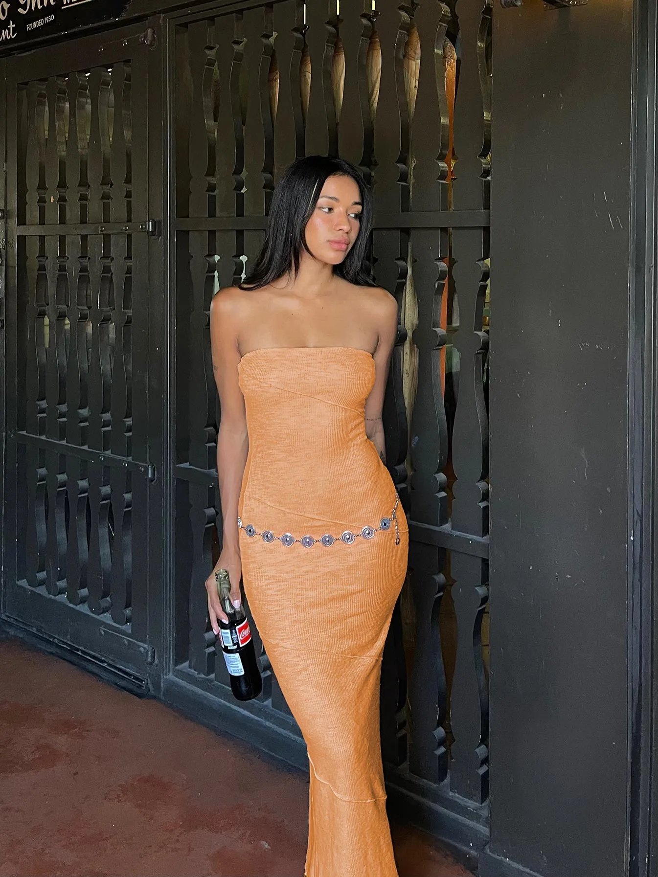 All Season Style Perfect Layers Oscar Midi Dress Orange