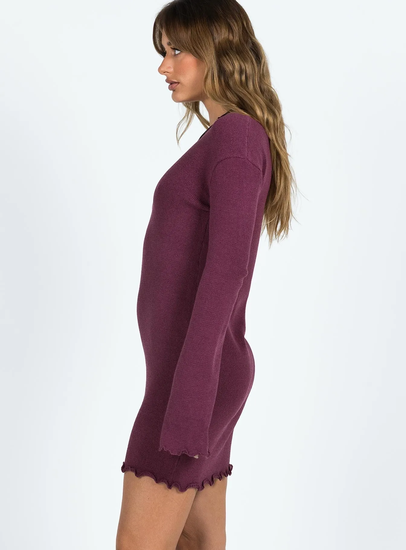 Must Have Silky Shape Granger Knit Mini Dress Mauve