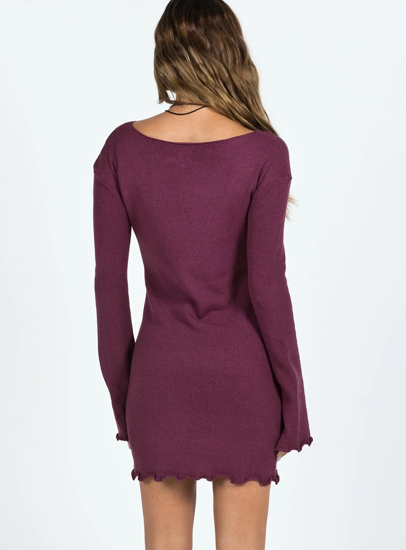 Cool Elegance Fitted Mood Granger Knit Mini Dress Mauve