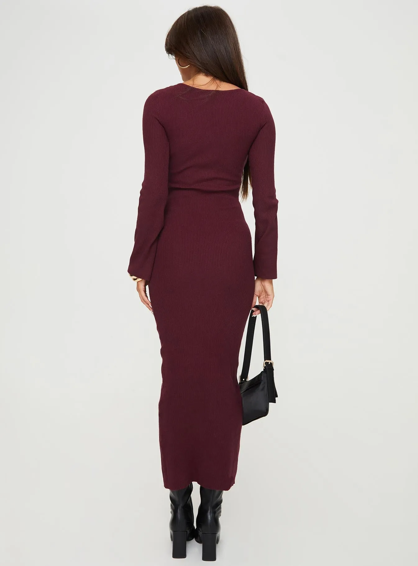 Chill Base Relaxed-fit gown Rydelle Cut Out Knit Maxi Dress Maroon