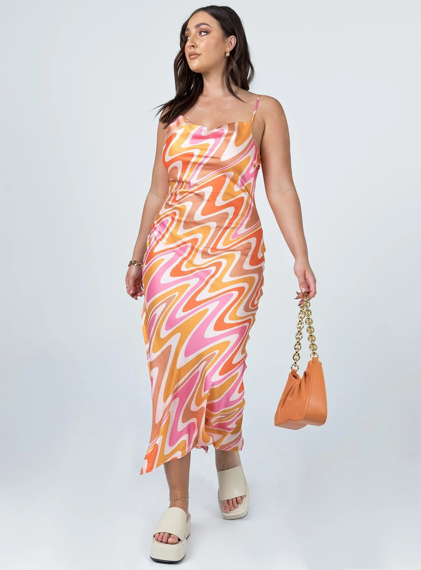 Comfy Style Inner Glow Zamora Maxi Dress Orange / Pink
