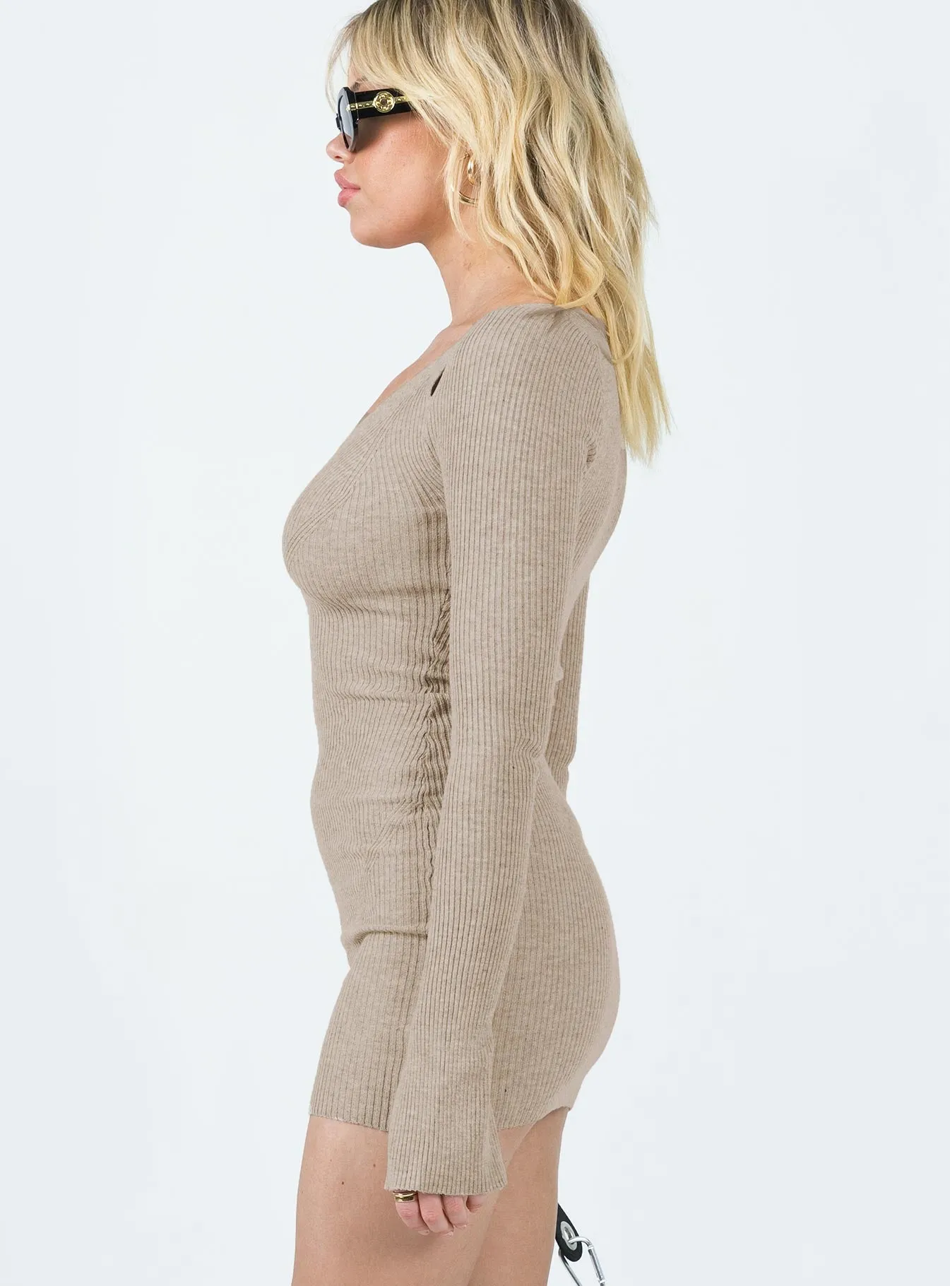 Palmer Long Sleeve Mini Dress Beige Warm Undertone Calm Outfit