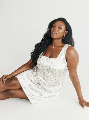 Clean Tone Berlin Satin Mini Dress White Curve