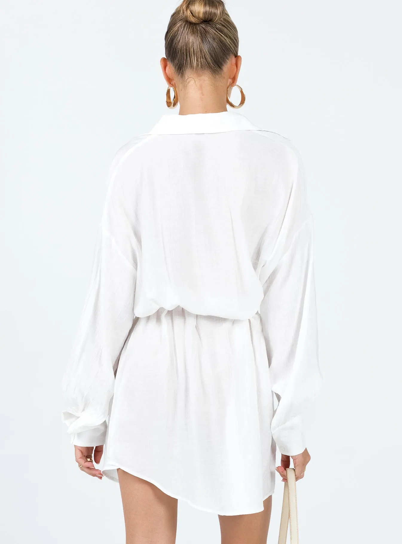 Easy Go Eye Appeal Bilari Textured Fabric Shirt Dress White