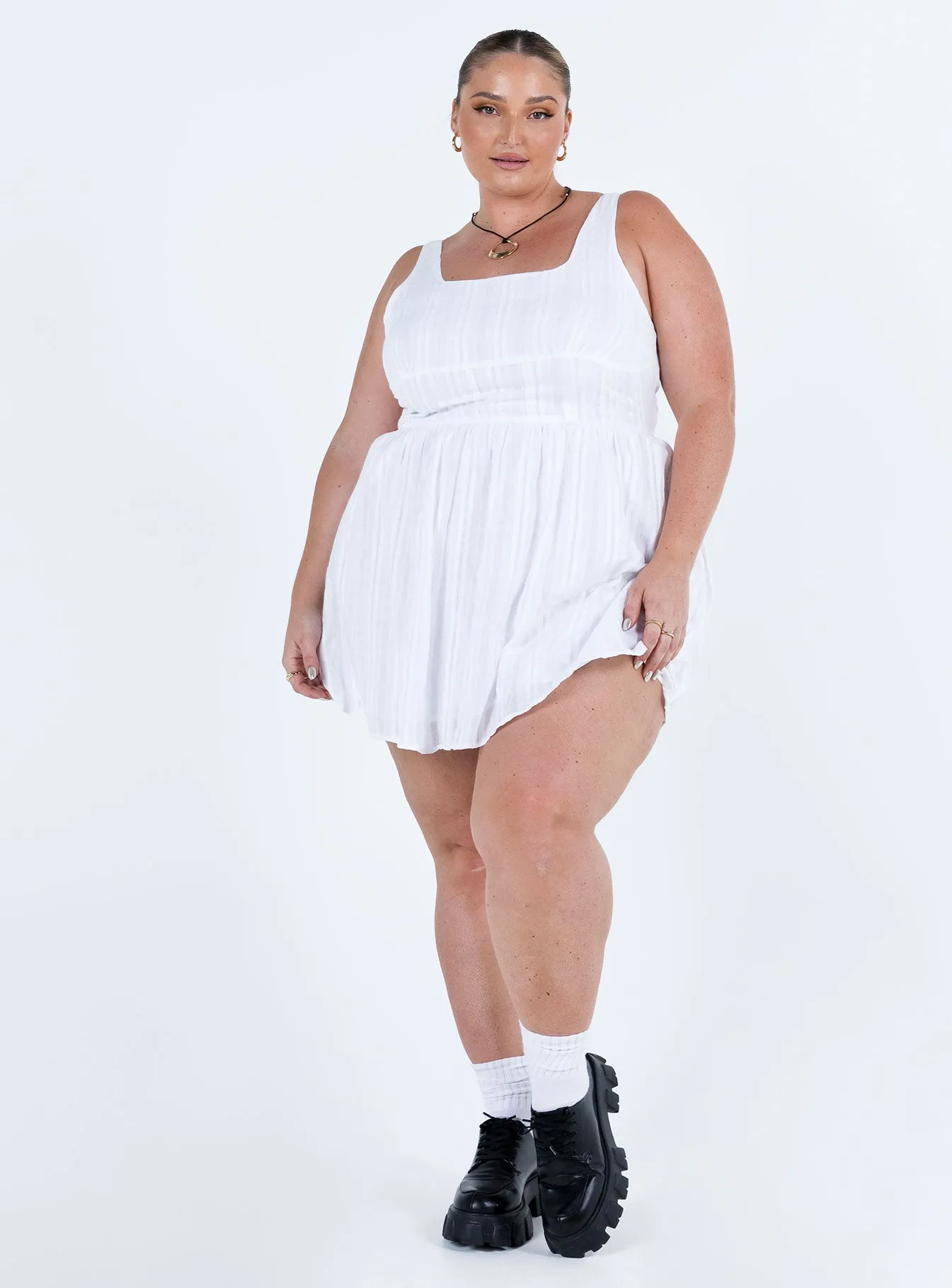 Effortless Vibe Lorinda Mini Dress White Curve