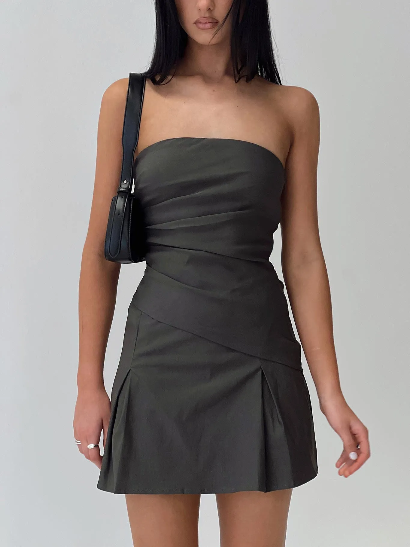 Minimalist Elegance Belleza Strapless Mini Dress Slate Grey
