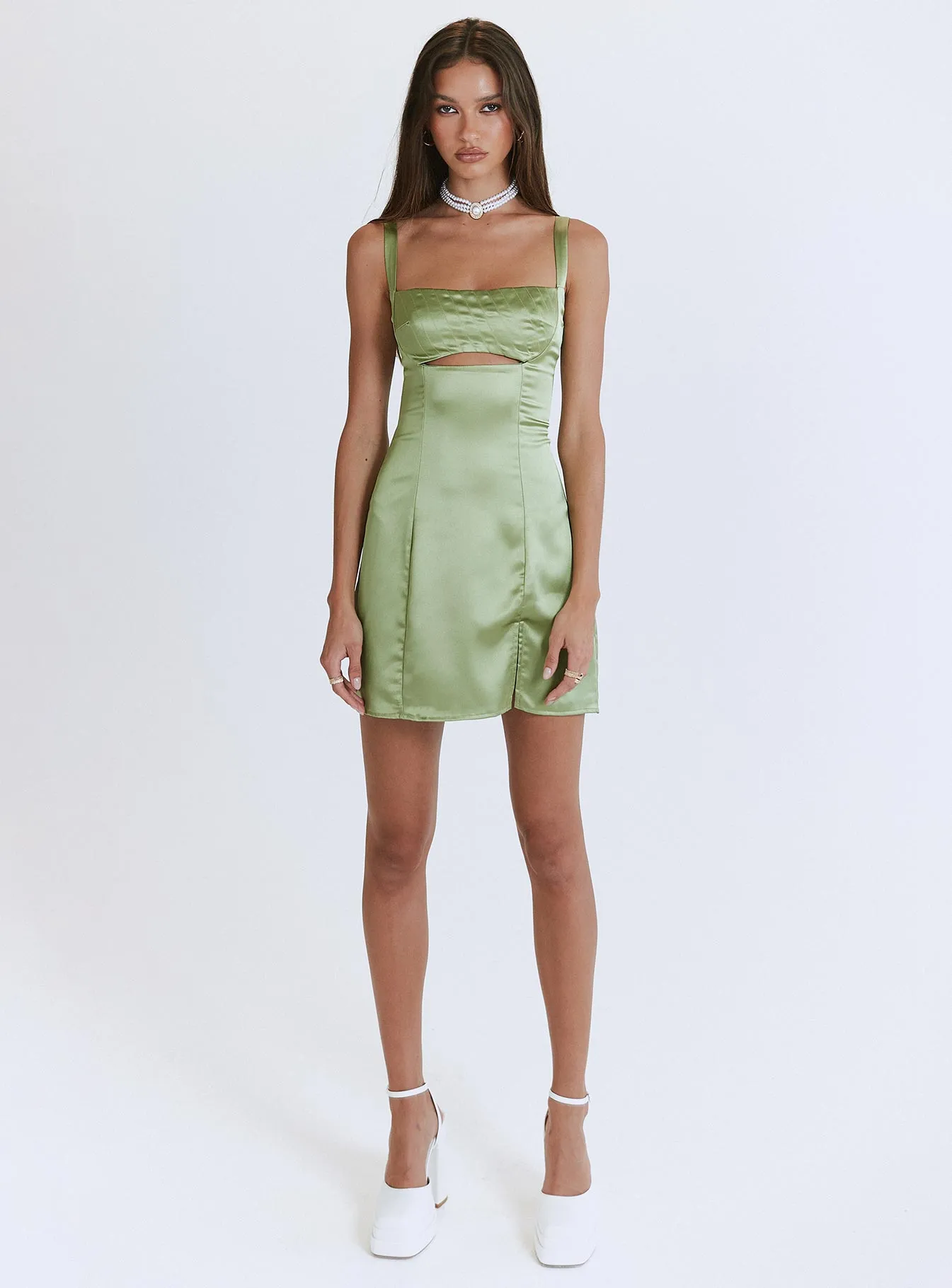 Matcha Mini Dress Green Fashionable Touch