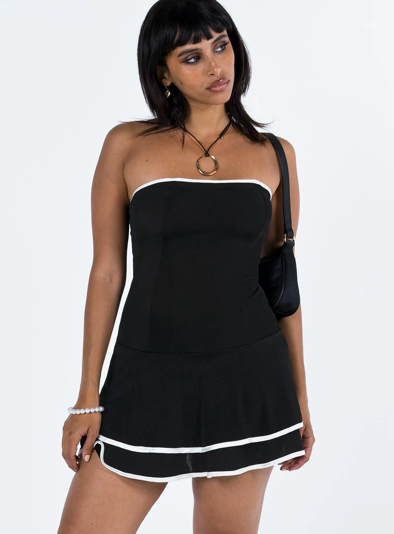 Soft Hue Samira Strapless Mini Dress Black