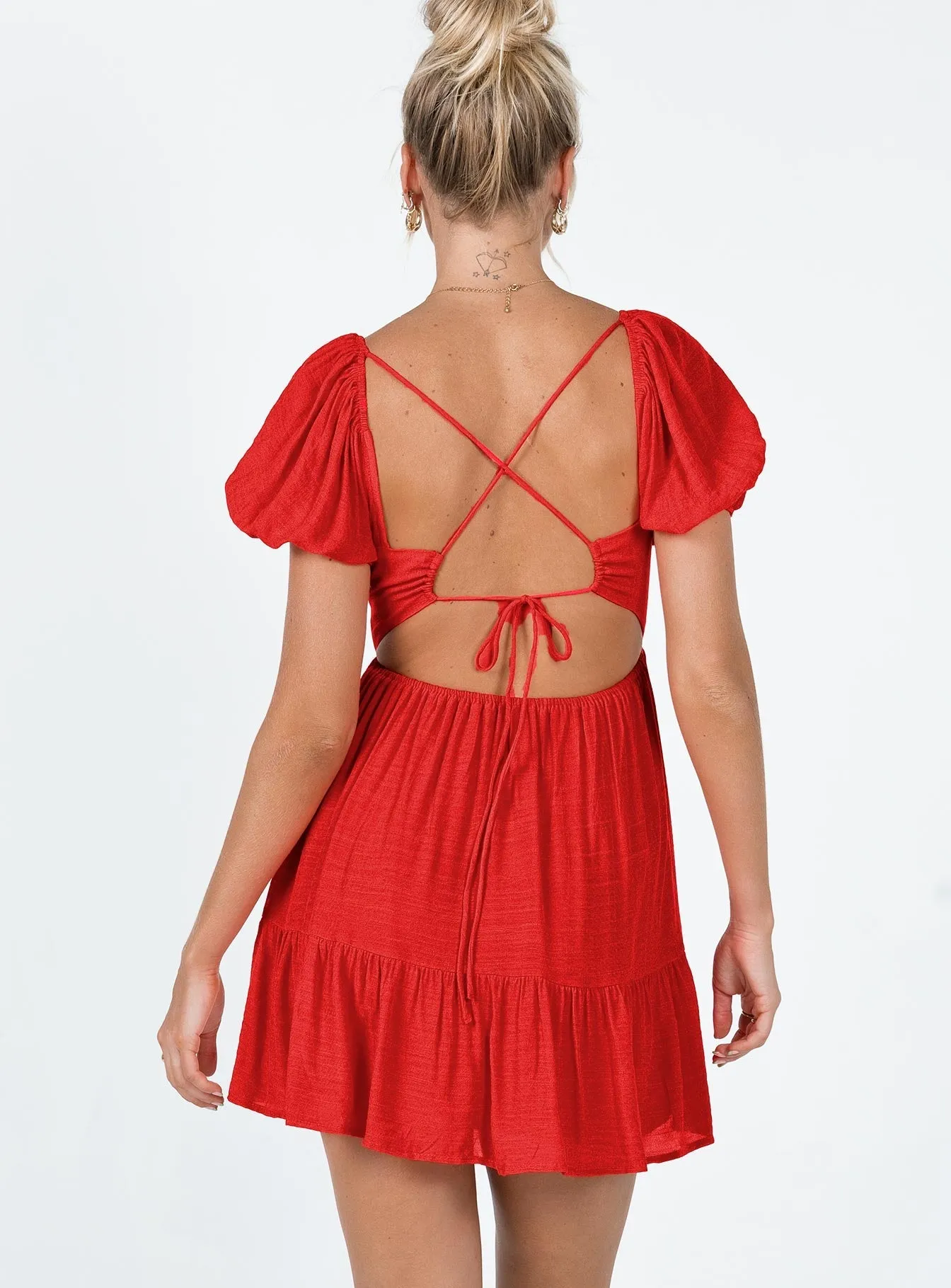 Calm Texture Ethan Mini Dress Red