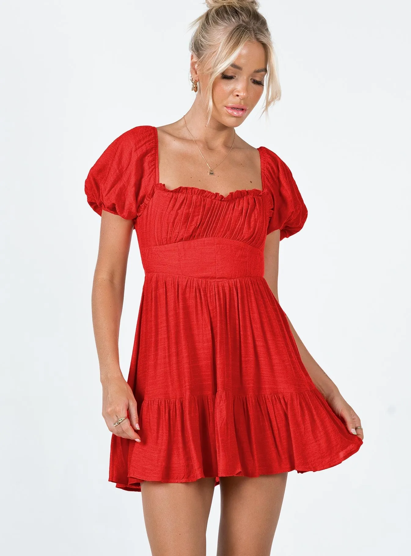 Wave Soft SeamlessConstruction Ethan Mini Dress Red