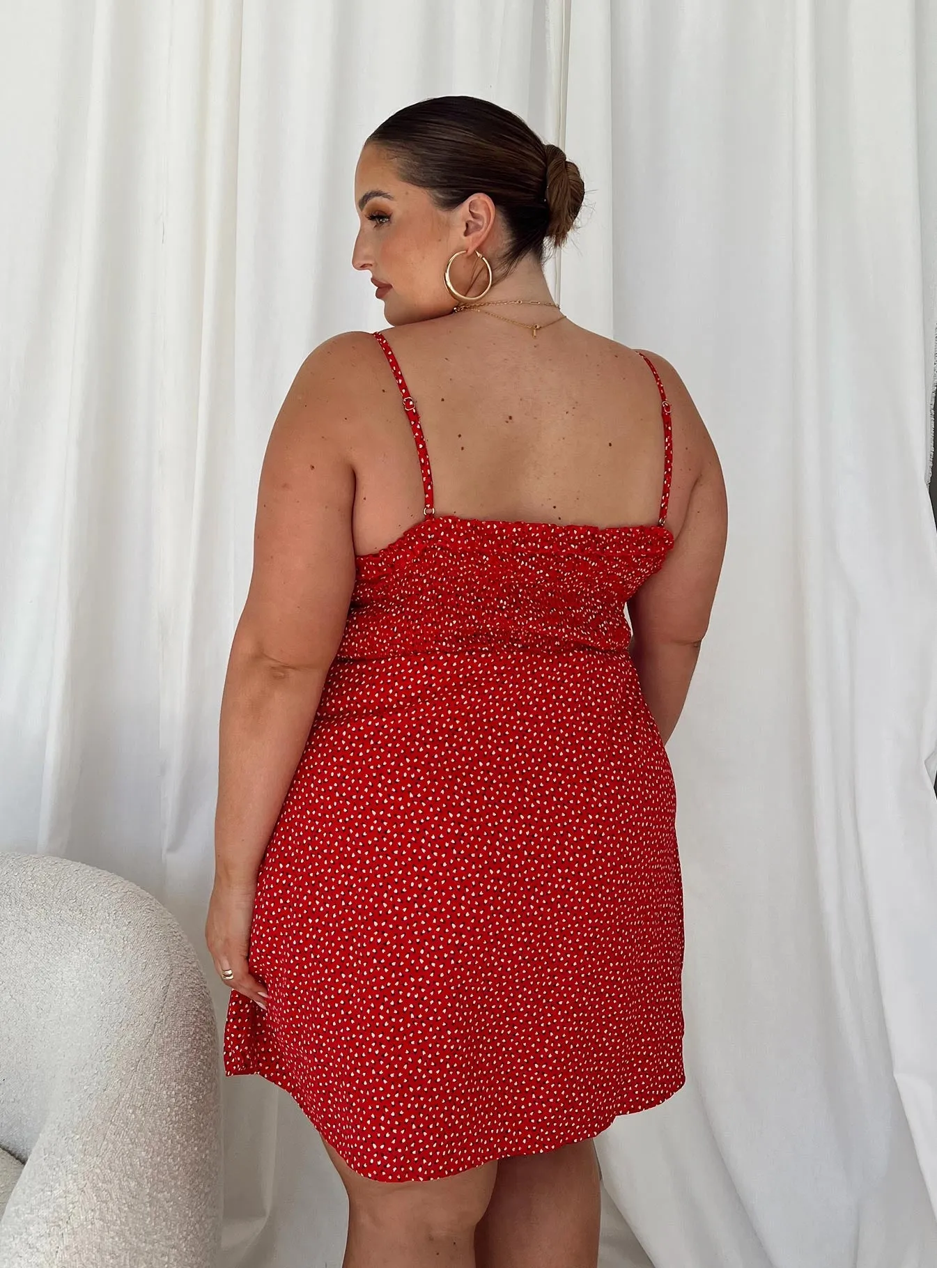 Elegant Tailoring Flattering bodycon dress Love Birds Mini Dress Red Curve