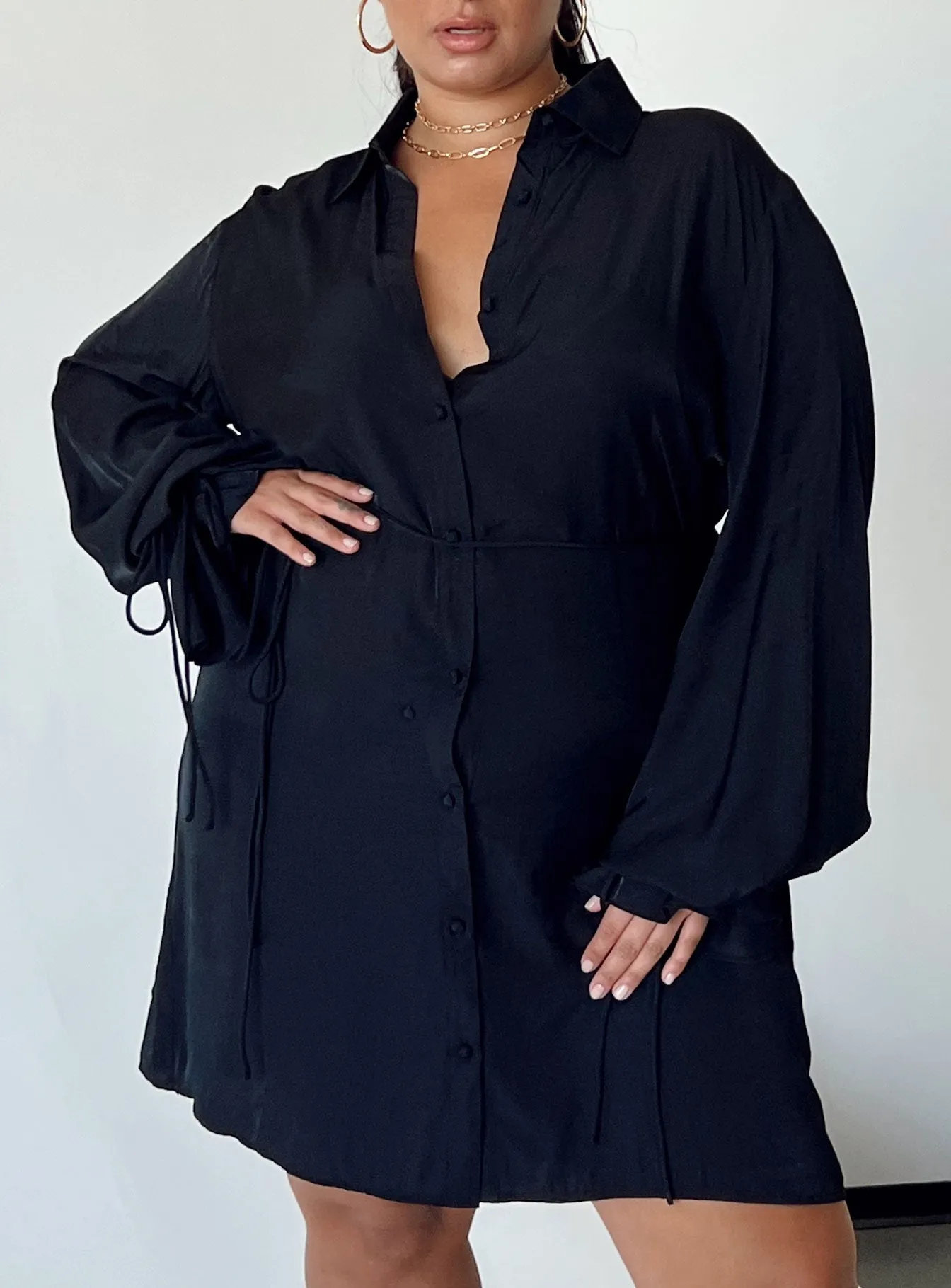 Draped Silhouette Urban appeal Forbidden Mini Dress Black Curve