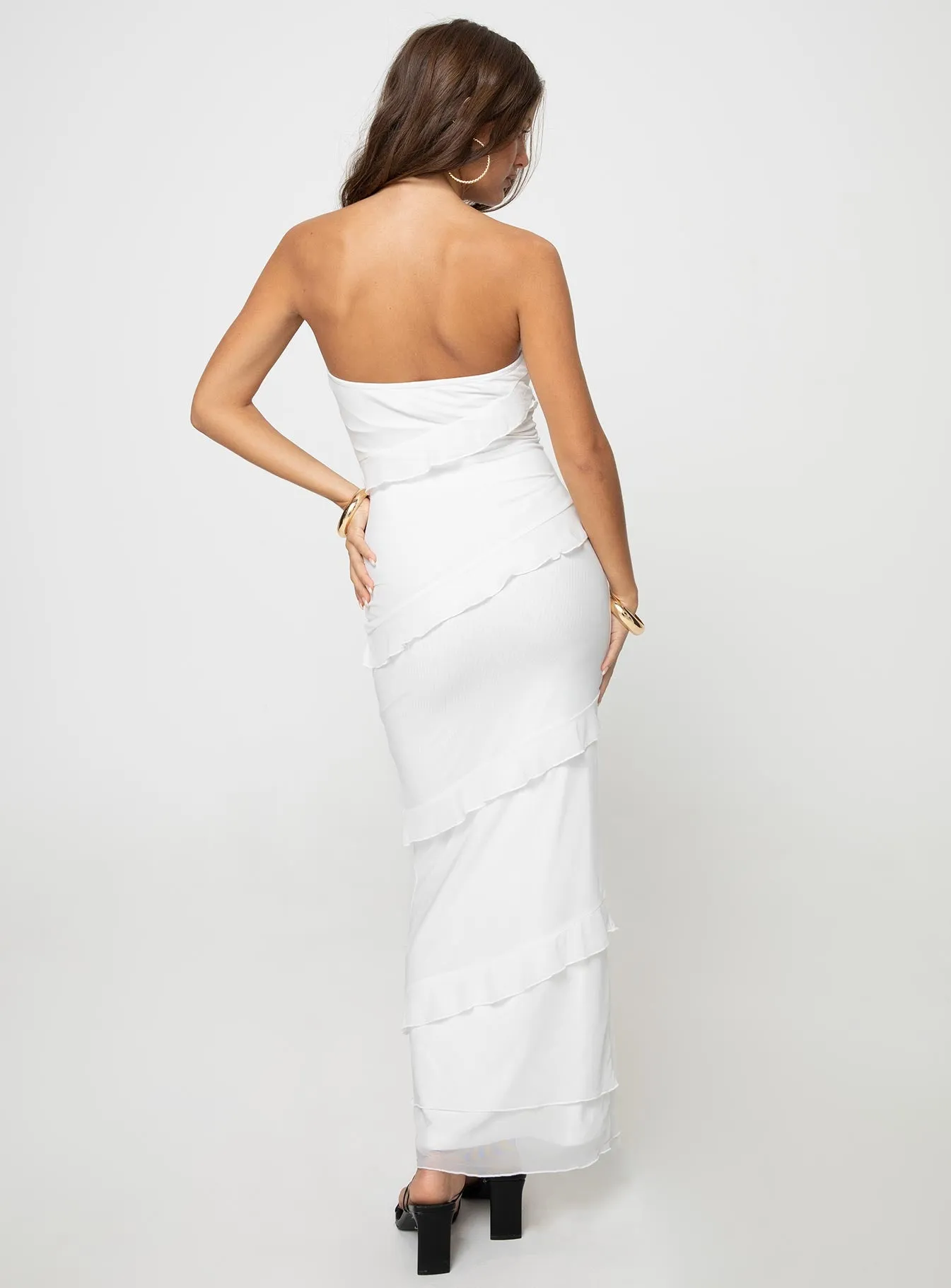 Lasher Strapless Maxi Dress White Moment Light Smooth Line