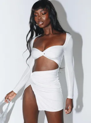 Silky Form Maxam Long Sleeve Mini Dress White