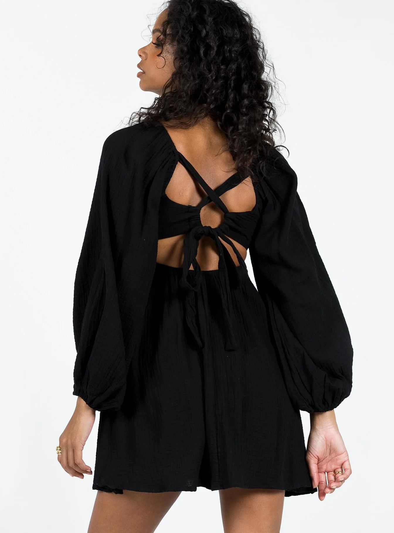 Warm Soft Let's Dance Mini Long Sleeve Dress Black