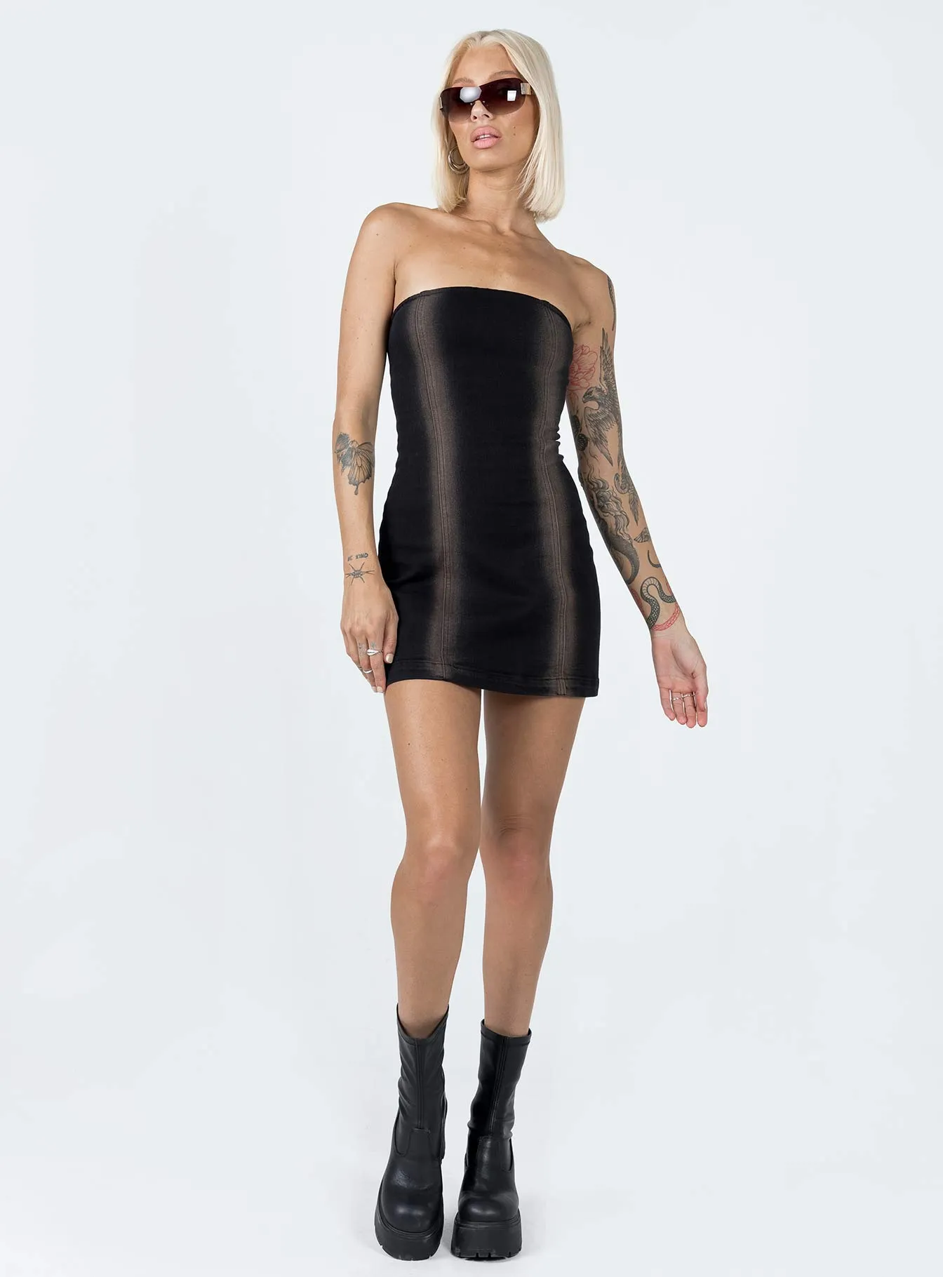 Refined Aesthetic Pre Show Denim Mini Dress Black