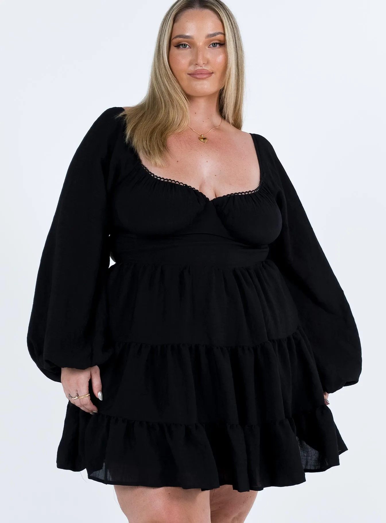 Power Soft Danny Long Sleeve Mini Dress Black Curve