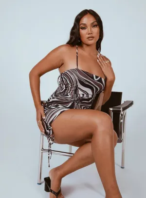 Genevieve Mini Dress Brown Multi Flawless Construction