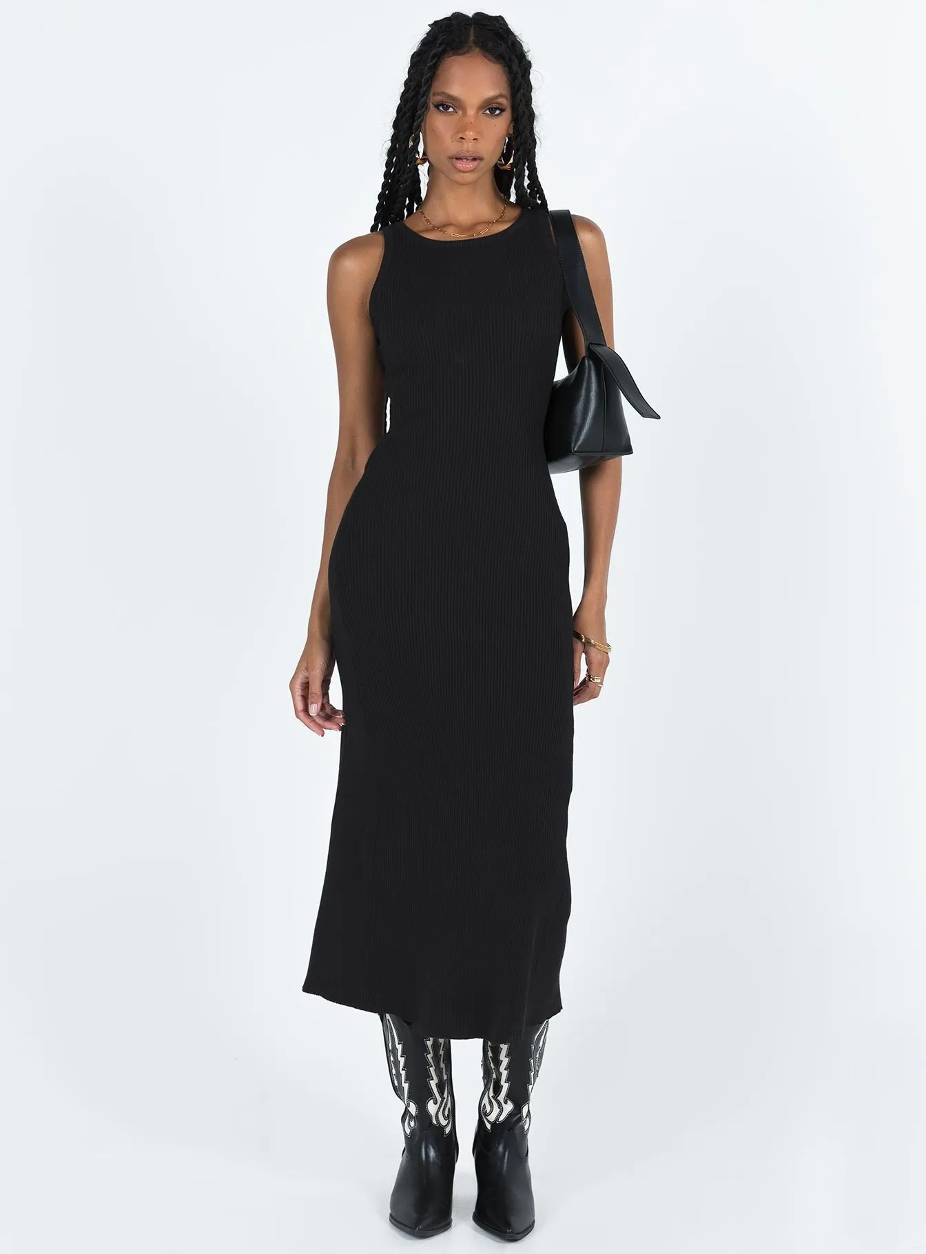 Thalma Midi Dress Black Street Edge Feminine Touch