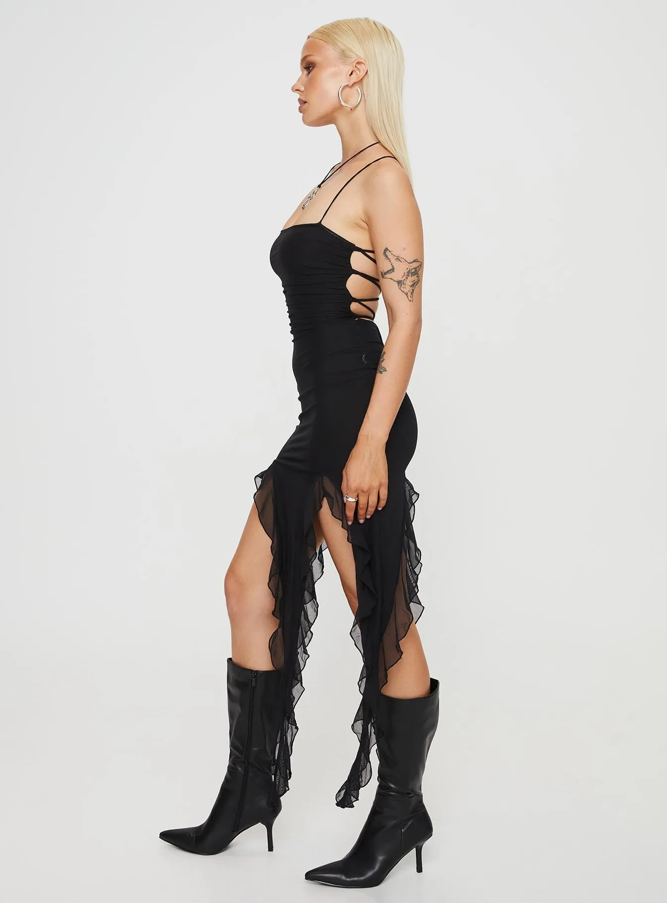 Office Classic Linen Vibe Marisol Midi Dress Black